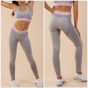 Gymshark Flex Leggings Light Grey Marl/Chalk Pink